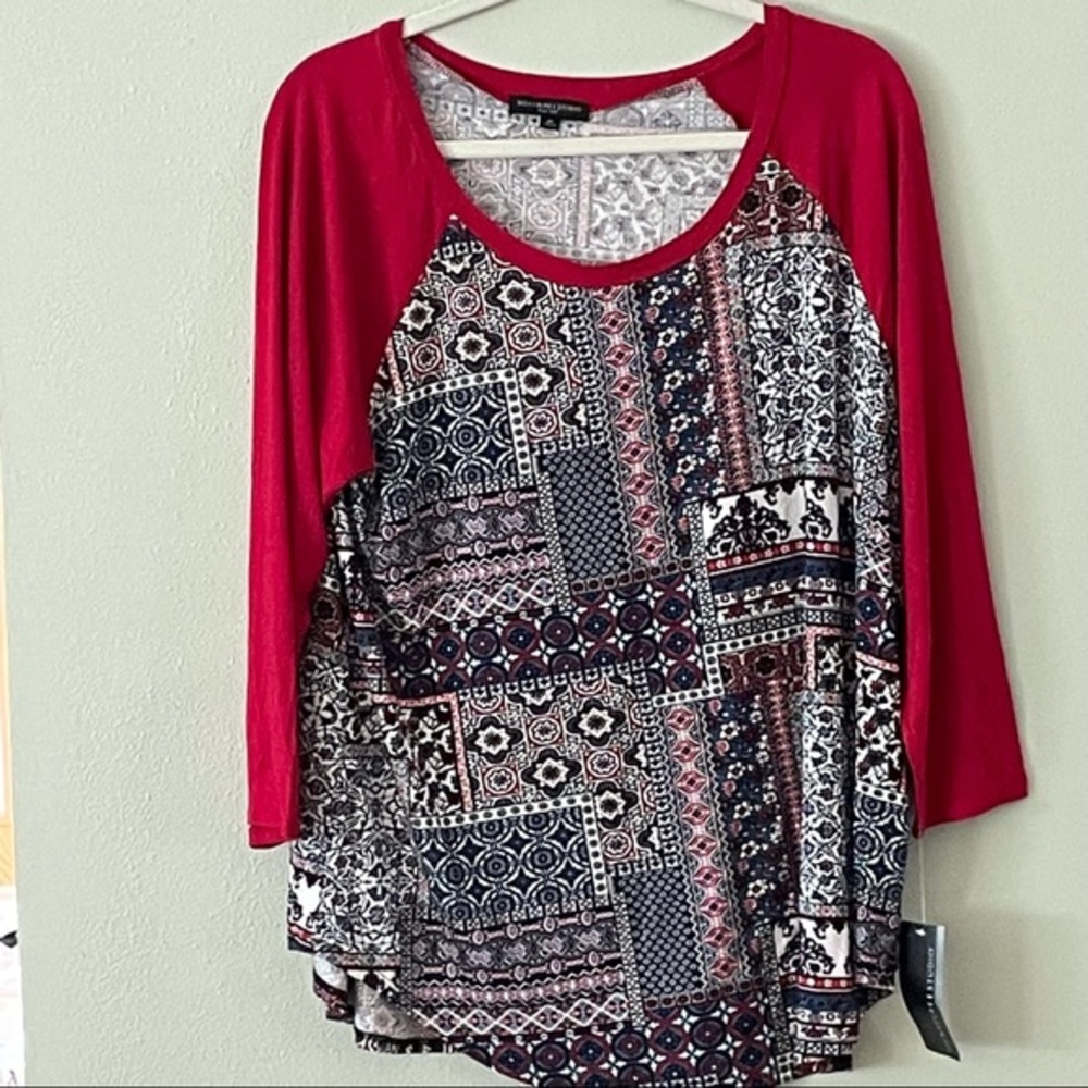 Signature Studio Patchwork/Boho Raglan, 2X, NWT